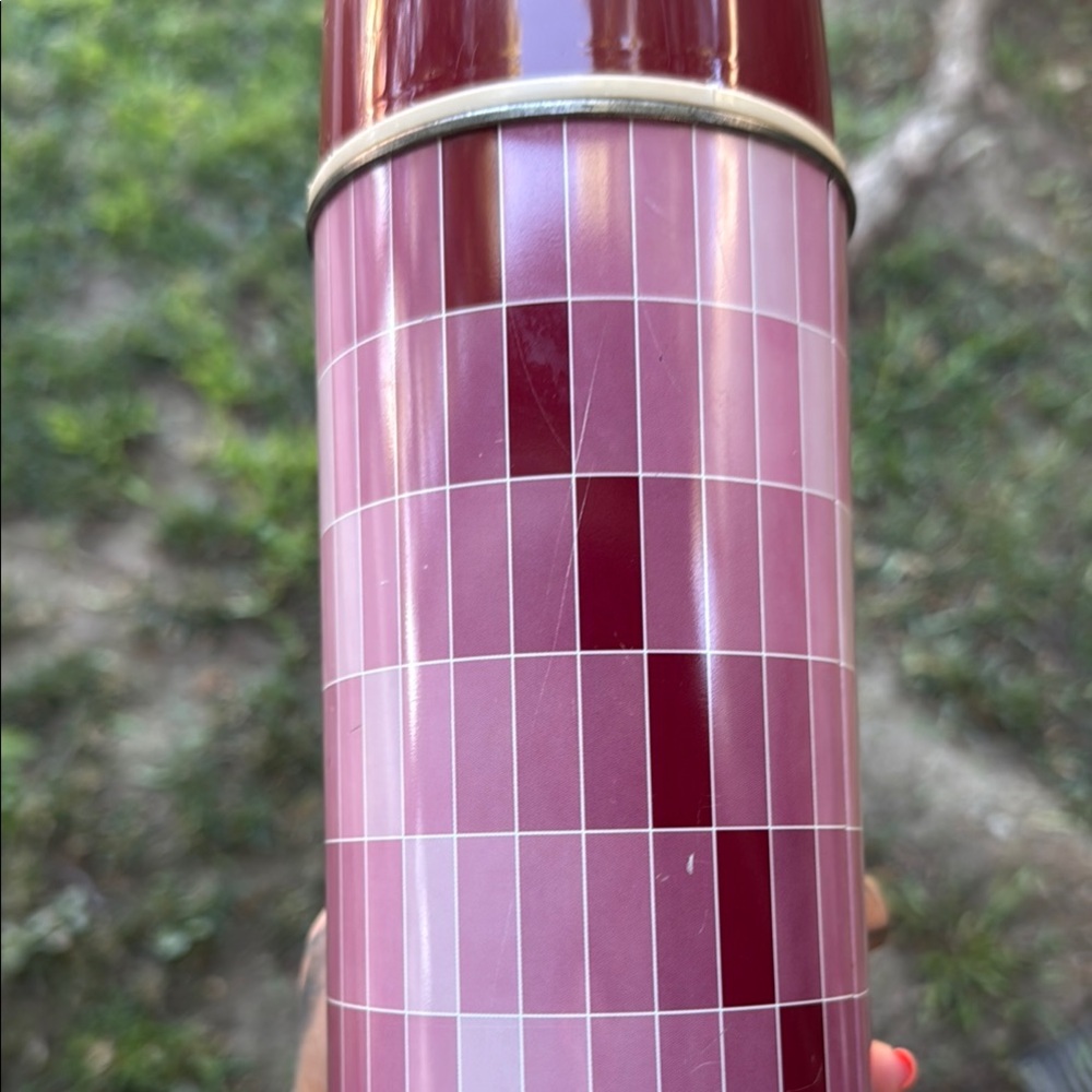 Vintage Thermos Pink and Red Mosaic Vacuum Flask hot/cold liquids eguc - Picture 3 of 14